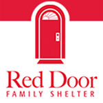 centered red door family shelter